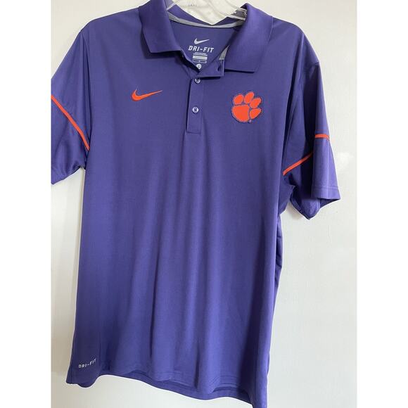 New Nike Dri Fit Performance Clemson Tigers Blade Collar Polo Shirt Men Purple L - Picture 1 of 4